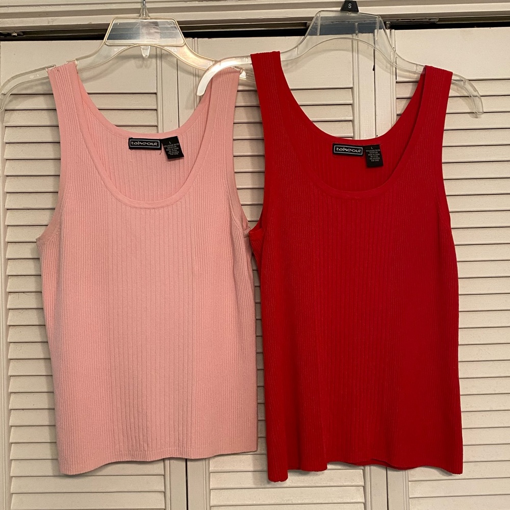Takeout Pink Ribbed Fitted Tank Top